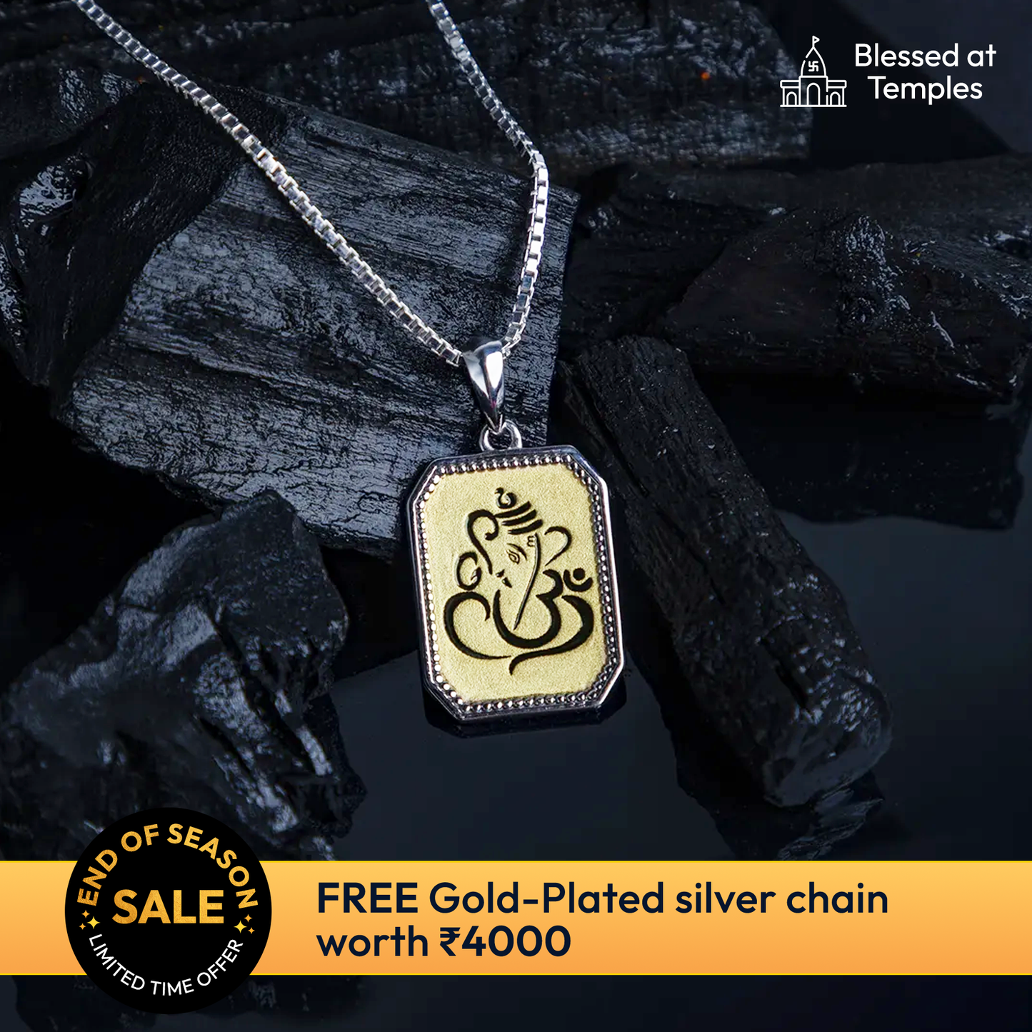 Ganesha Tag Gold Pendant