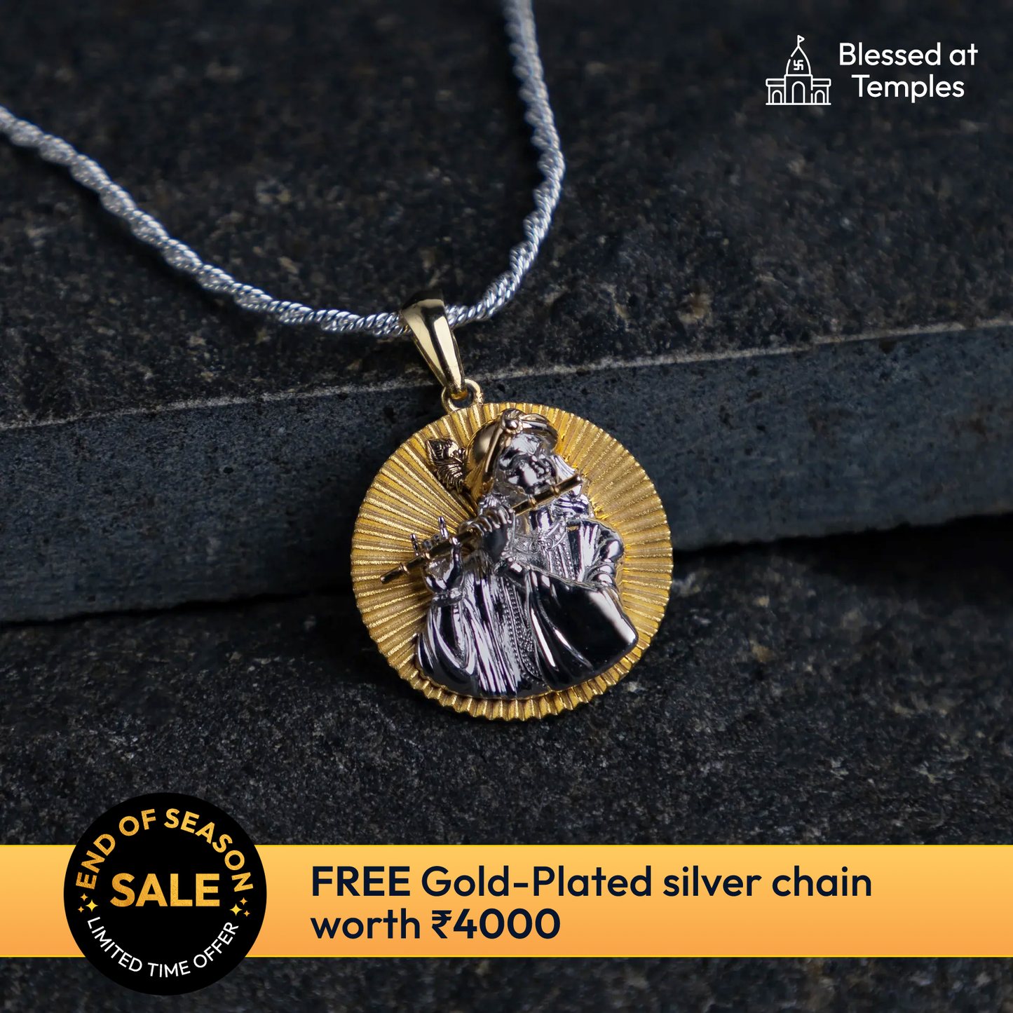 Krishna Flute Gold Pendant